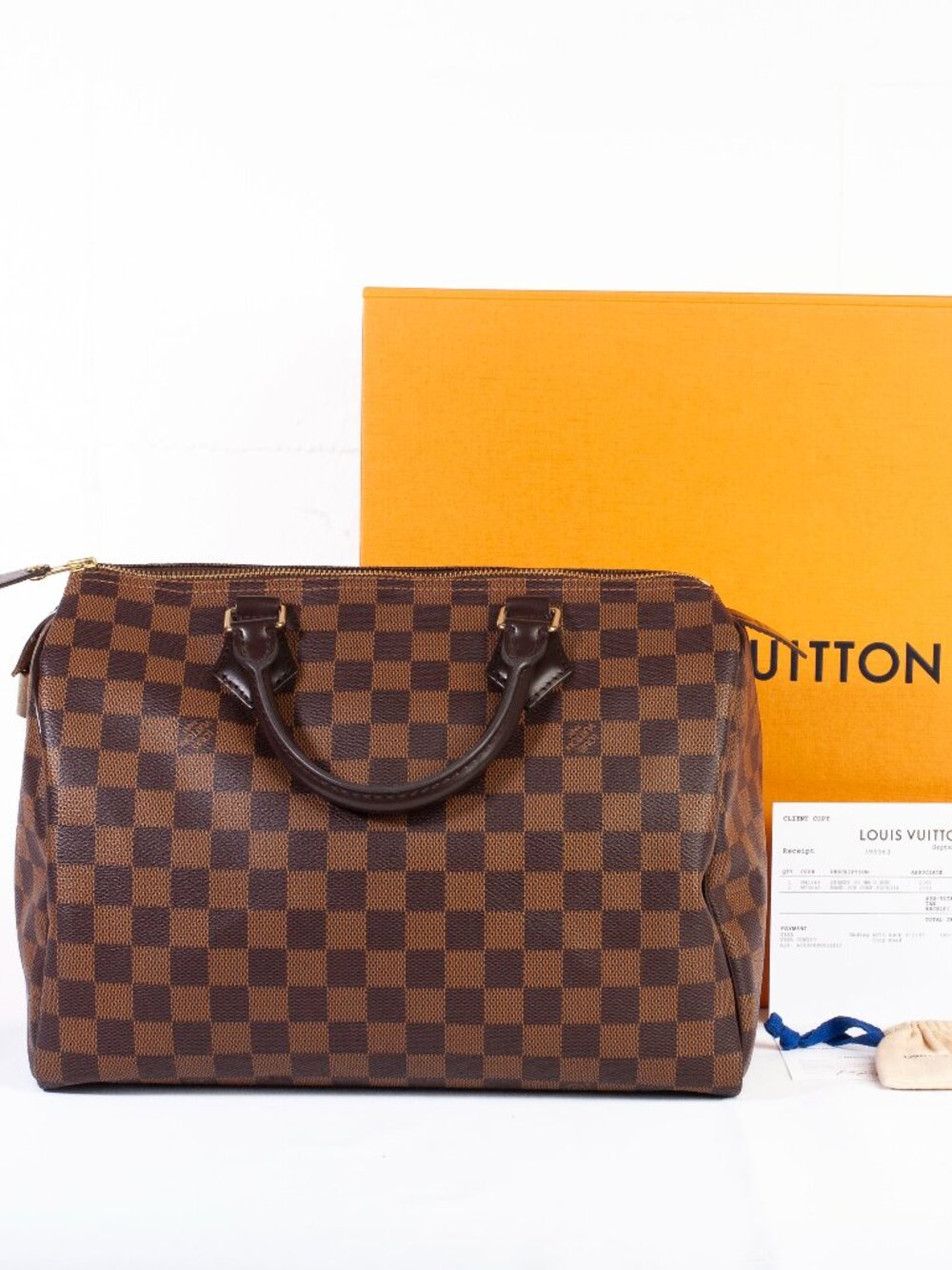 Authentic Louis Vuitton Damier Ebene Speedy 30 Handbag